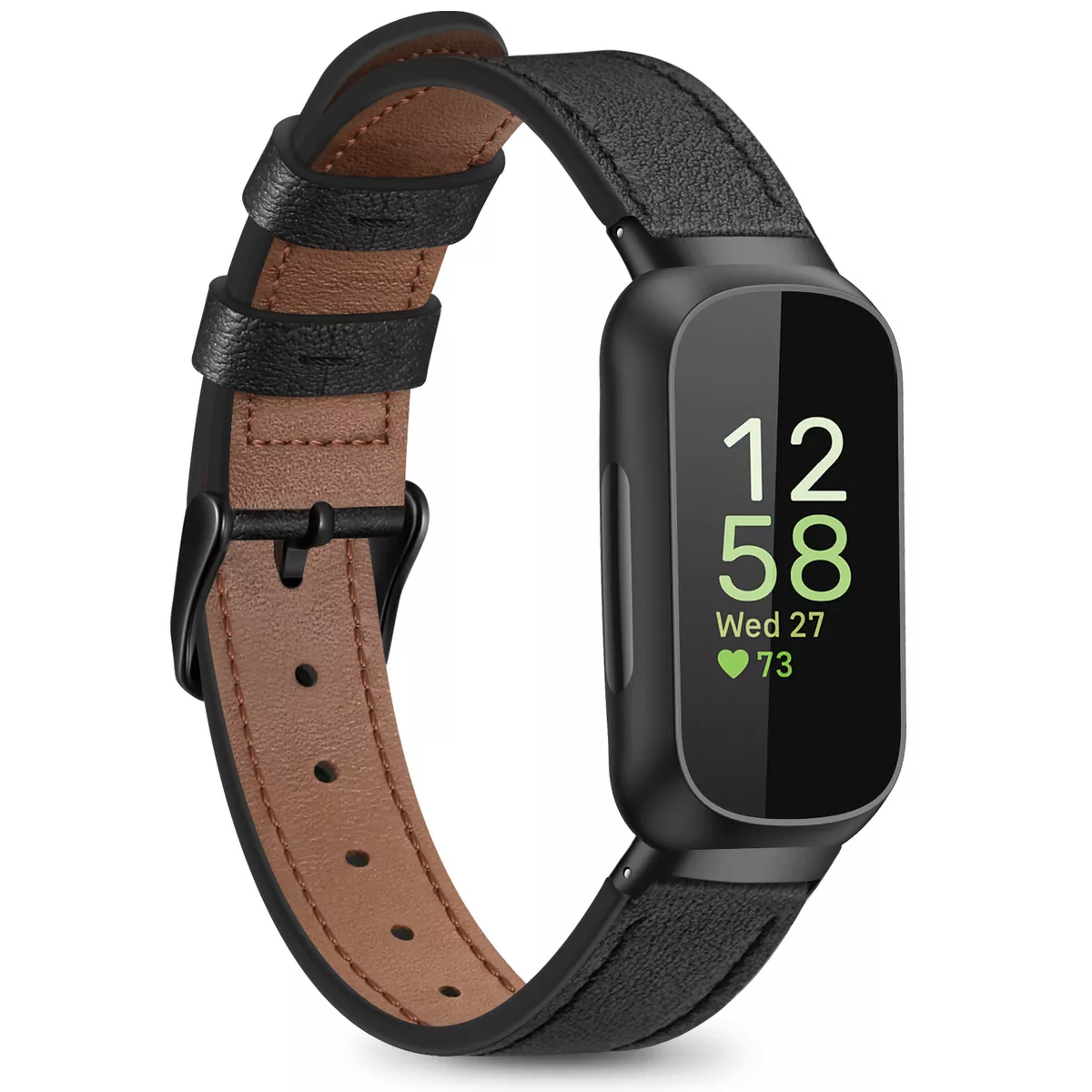 Bands for Fitbit Inspire 3, Soft Genuine Leather Replacement Strap Wrist  Band