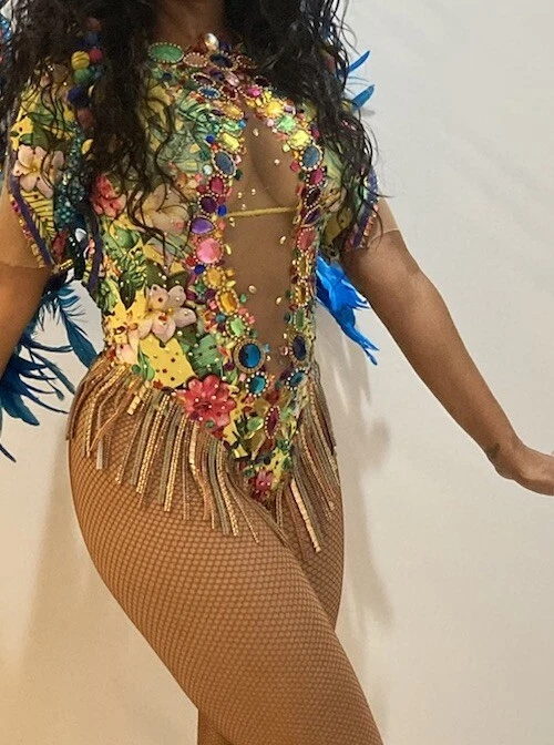 Disfraz de Samba Brasileña Carnaval Mardi Gras Burlesque Salsa Hora Loca Foto 2 de 4