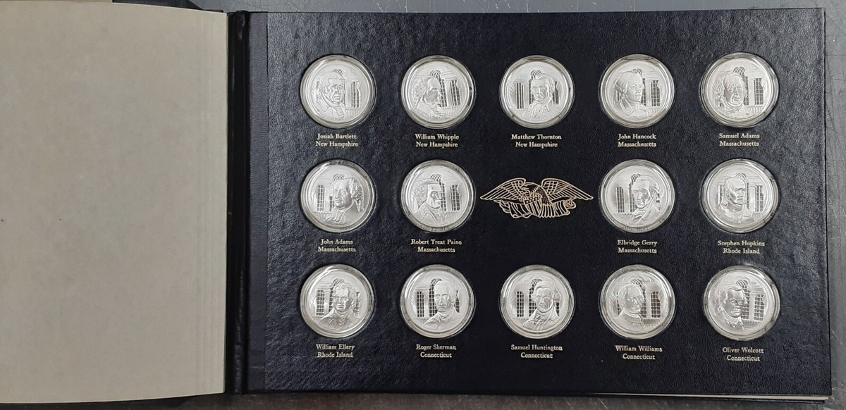 Franklin Mint .925 Silver Medal Signers of the Declaration 56 Pc