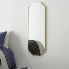 MADE.COM Arles Wall Mirror 40x120 Designer Mirror Octagonal Brushed Brass