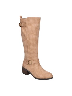 BELLA-VITA Womens Beige Baina Round Toe Block Heel Riding Boot 9.5 W