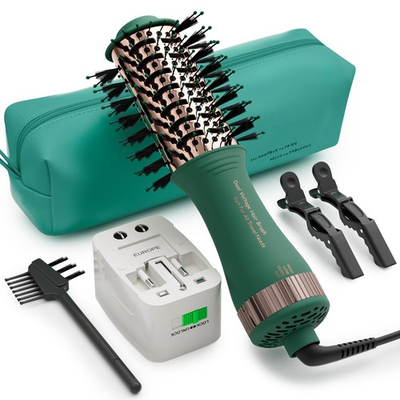 #ad Dual Voltage Travel Hair Dryer Brush Mini Hot Air Styling Tool 110 240V $66.69
