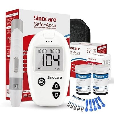 Sinocare Blutzuckermessgerät Safe-ACCU mg/dl Blutzucker Zucker Monitor 100 kit