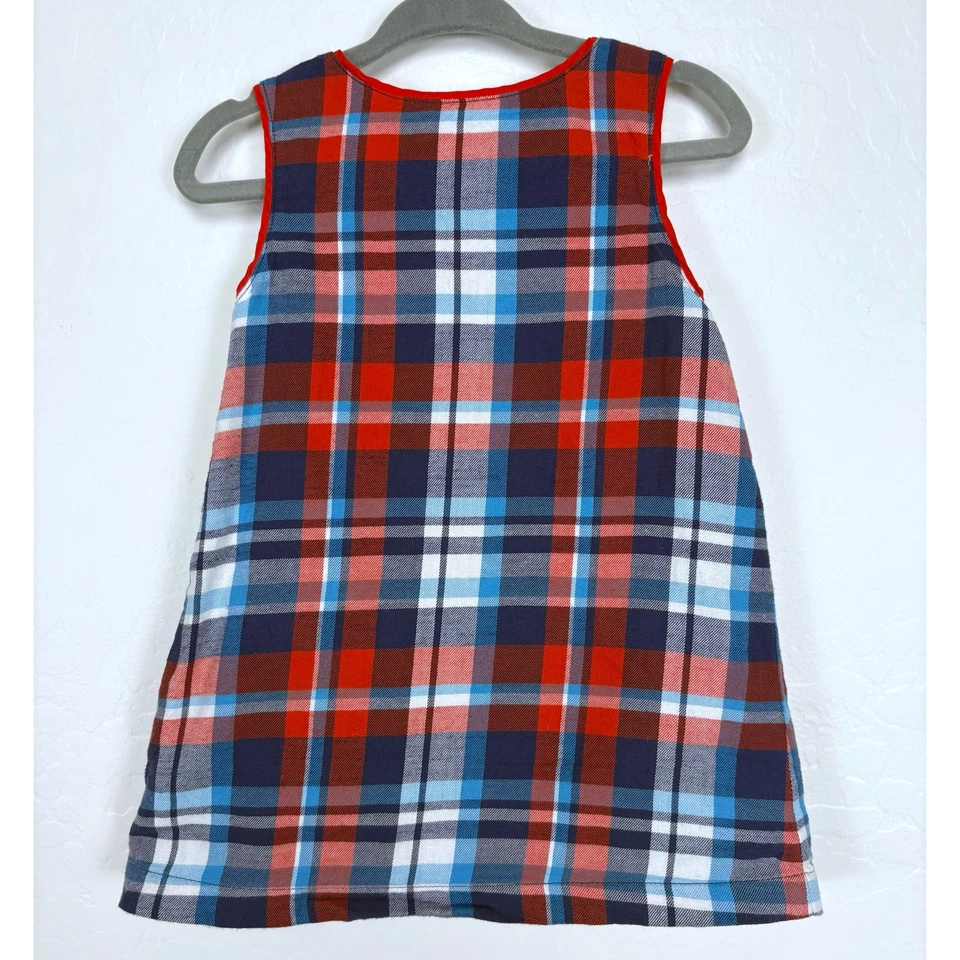 婴儿紧身红色蓝色格子连衣裙带补丁袋尺寸 6-12 个月假日 — 第 2/4 张图片
