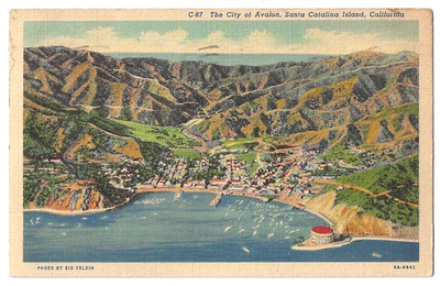 Santa Catalina Island California c1930's City of Avalon, aerial view, casino