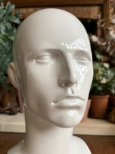 Vintage White plastic mannequin man’s head shoulder bust hat wig display stand