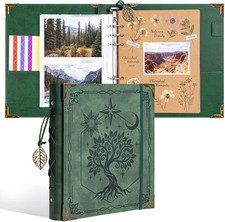 PU Leather Small Scrapbook Photo Album 4X6 120 Photos Green Tree