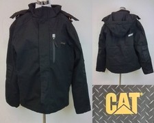 Caterpillar Canvas Work Jacket Men's Large Black Insulated Removable Hood J3486