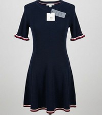 Tommy Hilfiger Ribbed Performance Fit and Flare Knit Dress with Ruffle Sleeves