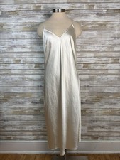 Express Satin Slip Dress  Eggshell Cream Size L Spaghetti Strap Midi Silky