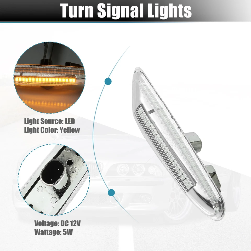 Pack of 2 Car Exterior LED Side Marker Turn Signal Lights for BMW E46 E60 328i - Изображение 4 из 4