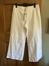 Per Una Women's Linen Trousers Size UK 18 Petite White Wide Leg BNWT Casual