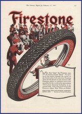 Vintage 1917 FIRESTONE Tires Tire Automotive Ephemera Print Ad