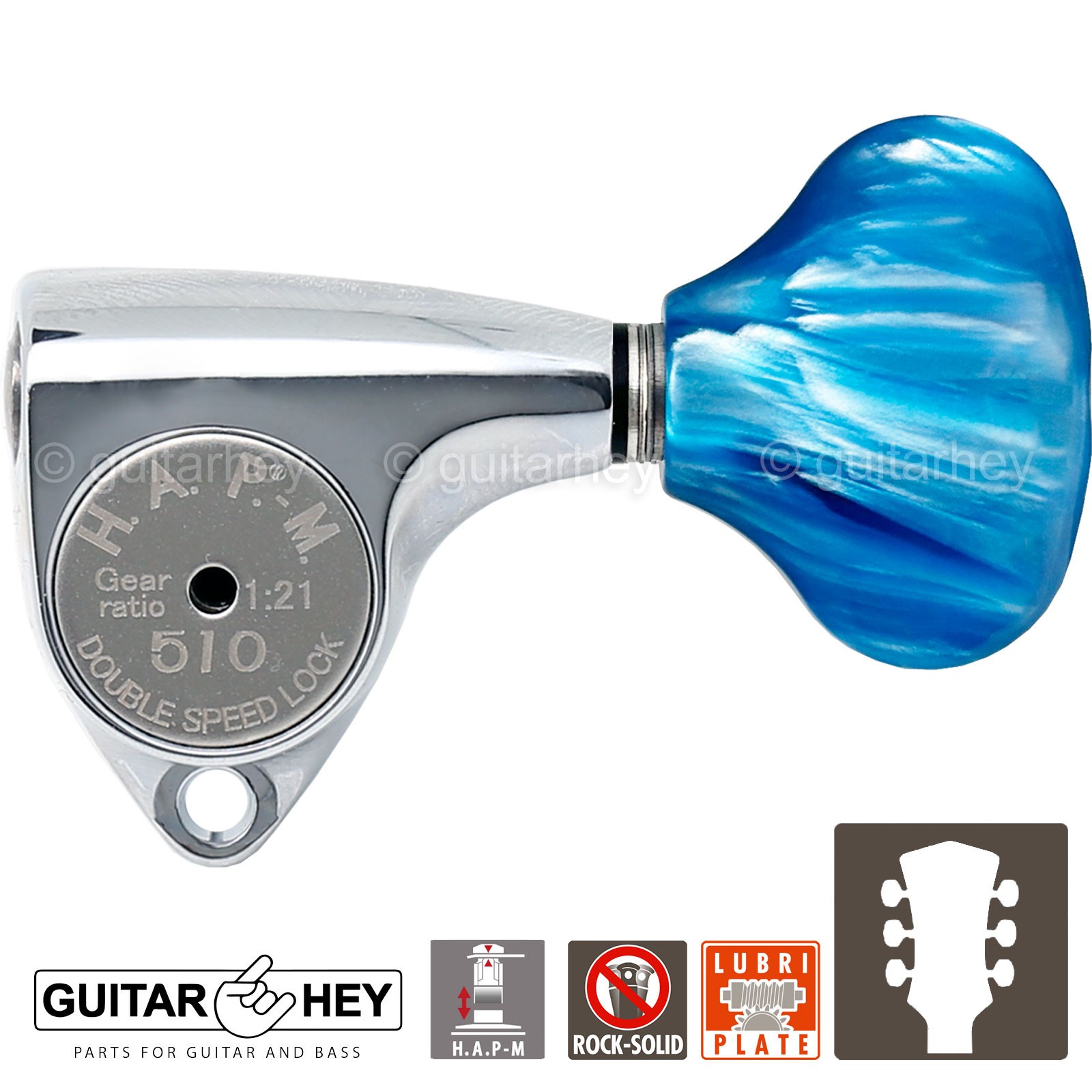 NEW Gotoh SGV510Z-QL5 HAPM L3 R3 Locking Tuners Adjust. Post Height 3x3, CHROME