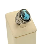 Vintage Mexico 925 Sterling Silver Turquoise Matrix Southwestern Ring Size 10