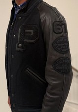 Polo Ralph Lauren Letterman Varsity Jacket - Men  s L Wool and Leather Black