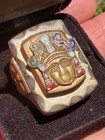 Vintage Enamel Aztec Mask  Made in Mexico Size 8.25 Biker Ring — photo 4