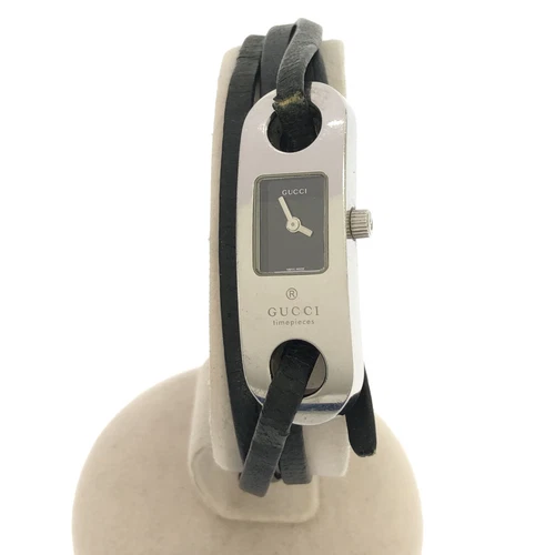Orologio Gucci Funzionante 6100L Quarzo Donna Quadrante Nero Colore Argento Corda Rotta