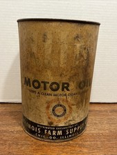 Vintage Illinois Farm Supply Motor Oil Can no top - Fair to Poor Shape 1 gallon?