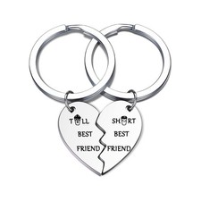 Best Friend Gift Coffee Lovers Keychain Set Tall and Short Friendship Broken Hea
