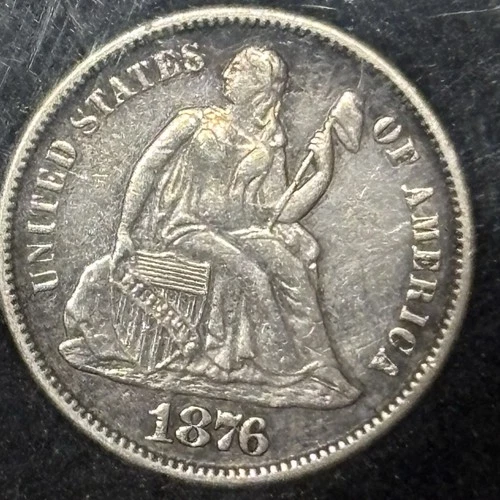 1876-S Seated Liberty Silver Dime VF