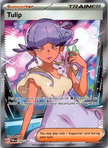 Tulip, 244/182 - Pokemon TCG - Full Art Ultra Rare Holo - SV04 Paradox Rift | NM