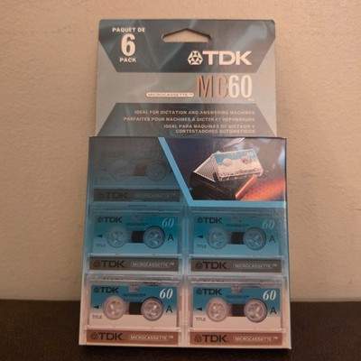 (6-Pack) TDK MC60 Microcassette Tapes (60 minutes Recording Time) Sealed
