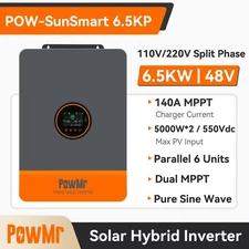 6.5KW 48V Solar Inverter Hybrid 120V 208V 240V Split Phase 140A MPPT Controller