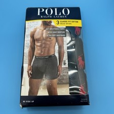 Polo Ralph Lauren Mens Large Classic Fit Black 3 Pack Cotton Boxer Briefs