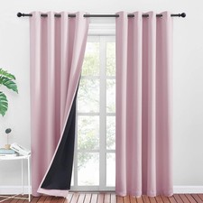 Blackout Eyelet Curtain Set of 2 H 200 x W 140 cm Double Layer and Thick Pre...
