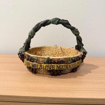 Vintage Kirkland's Decorative Resin Basket ''Live Well, Love Much, Laugh Often''