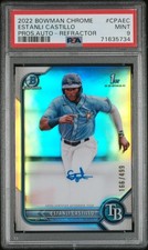 2022 BOWMAN CHROME PROSPECT AUTOS REFRACTOR ESTANLI CASTILLO 166/499 PSA 9 AUTO