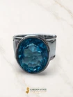 Blue Crystal Oval Statement Ring Size 9 9.7g