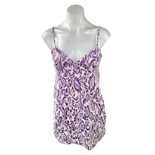 Zara Women's Purple Floral Paisley V Neck Sleeveless Mini Cami Tank Slip Dress M