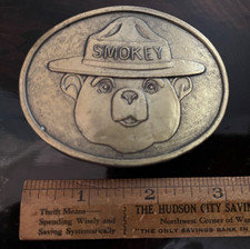 Vintage Estate Smokey The Bear Belt Buckle Brass/Bronze 1950's-1970's Very Cool