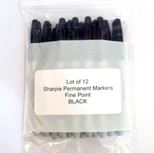 Lot of 12 Sharpie 30001 BLACK Permanent Markers Fine Point Bullet Tip NEW