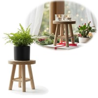 Holz Pflanzenhocker 18X15Cm Braun Teak Rund Mini Tisch Deko Hocker Blumenhocker