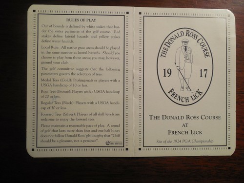 The Donald Ross Course French Lick IN Used Scorecard EBay