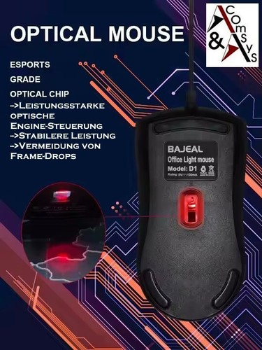 Gaming Maus PC USB Computer Gamer LED RGB 800 1200 1600 DPI kabelgebunden #D1 - Bild 6 von 6