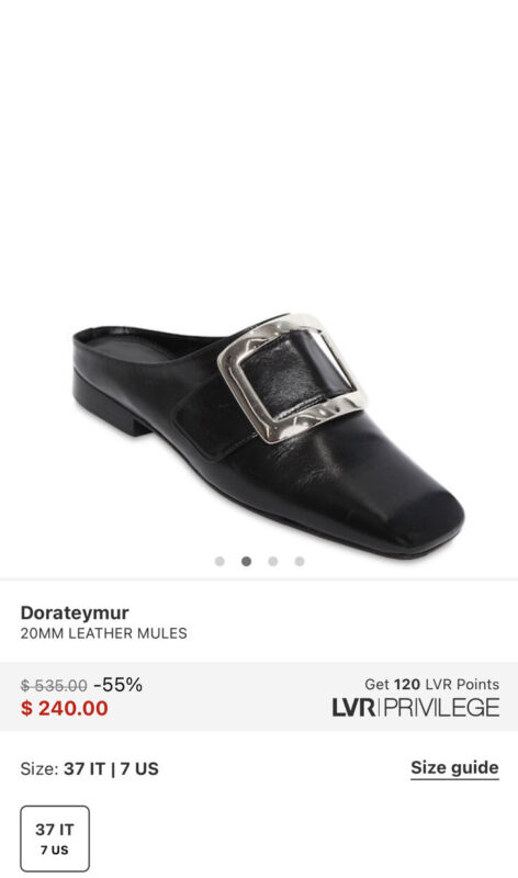 Dorateymur Womens Square Toe Buckle Leather Loafers Mules Dark Navy Size 37 US 7