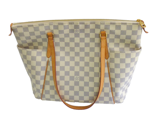 Louis Vuitton Totally MM NM Damier Azur Canvas White Navy Logo Tote Bag N41279 - Picture 8 of 14