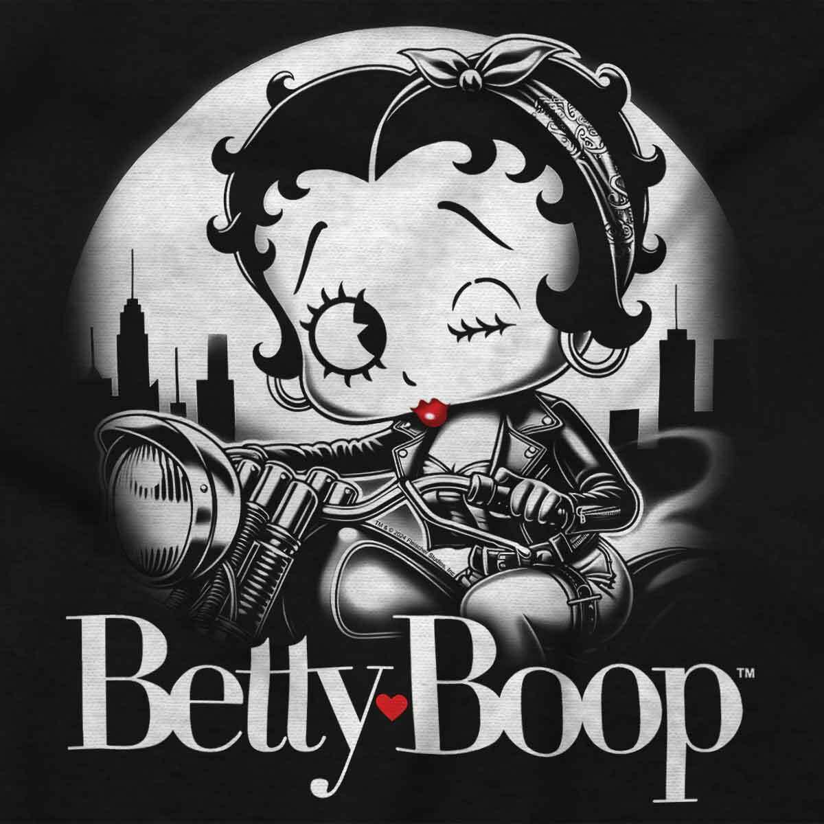 ベディ・ブープ Betty Boop Retro Cartoon Biker Baddie Wink Womens Graphic Crewneck