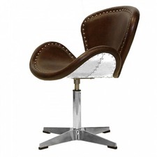 Aircraft Leder Sessel Wohnzimmer Drehsessel Braun Drehstuhl Loft Stuhl Drehbar