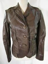 June Brown Leather Coat Size S