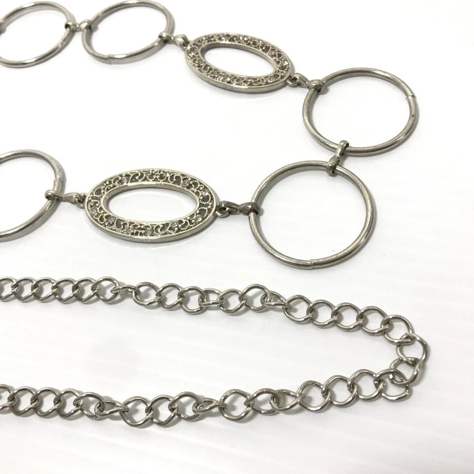 Cinturón de cadena para mujer 1XL-2XL plateado anillo tórico ovalado con joyas vestido informal metal plus Foto 3 de 4