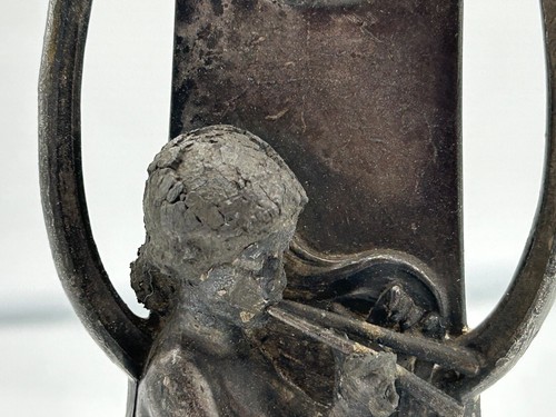 Tolle Jugendstil Vase Zinn versilbert mit spielender Frau verziert schön edel - Bild 4 von 10