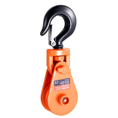 Heavy-Duty 2 Ton Snatch Block with Swivel Hook - 3'' Sheave for 3/8'' Wire Rope, I