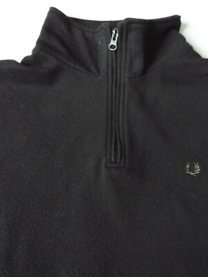 Fred Perry SM3152 1/4 Zip Pullover Sweater Large Schwarz JUMT897