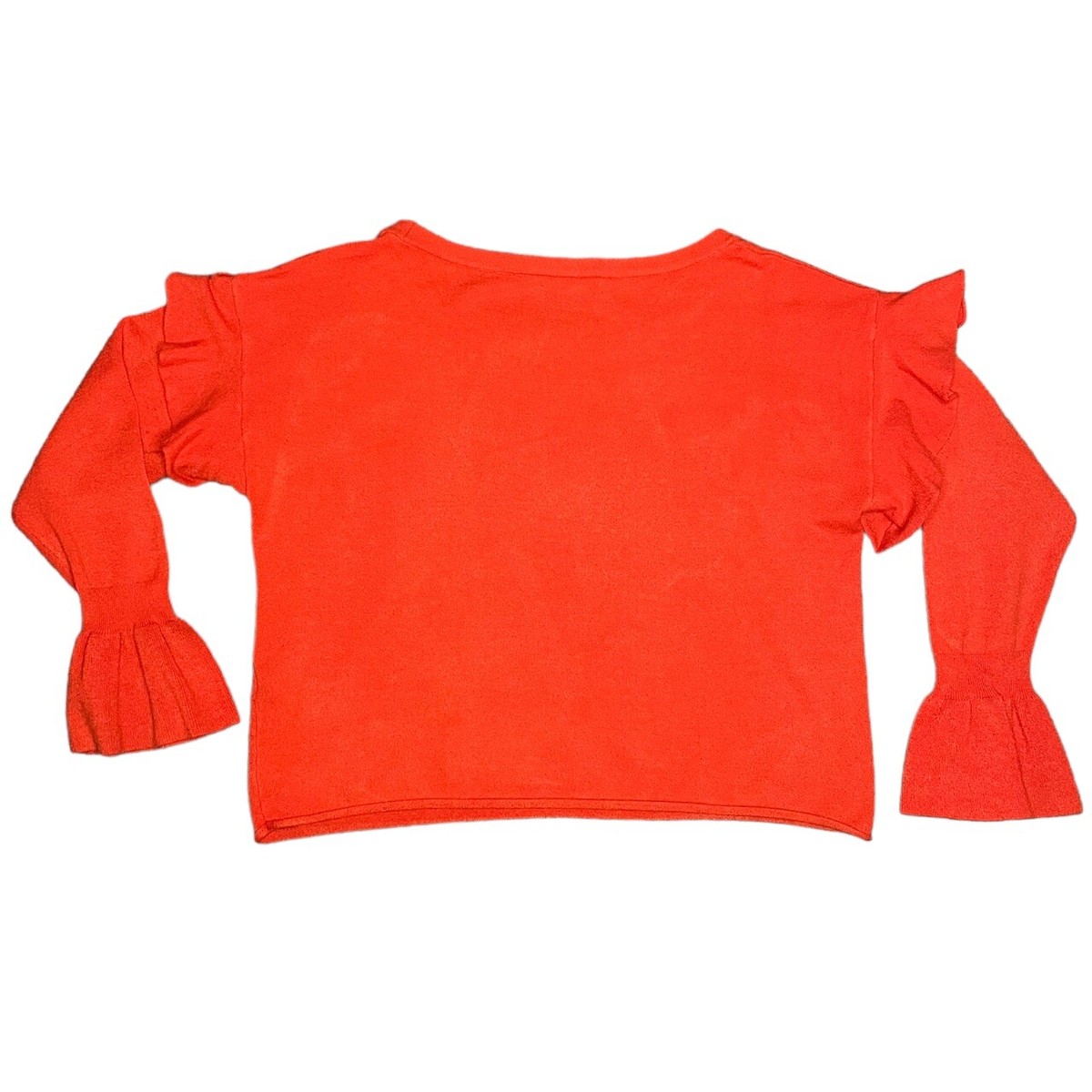 Zara Women's Jumper Knit Knitted Sweater Orange Pullover Long Bell