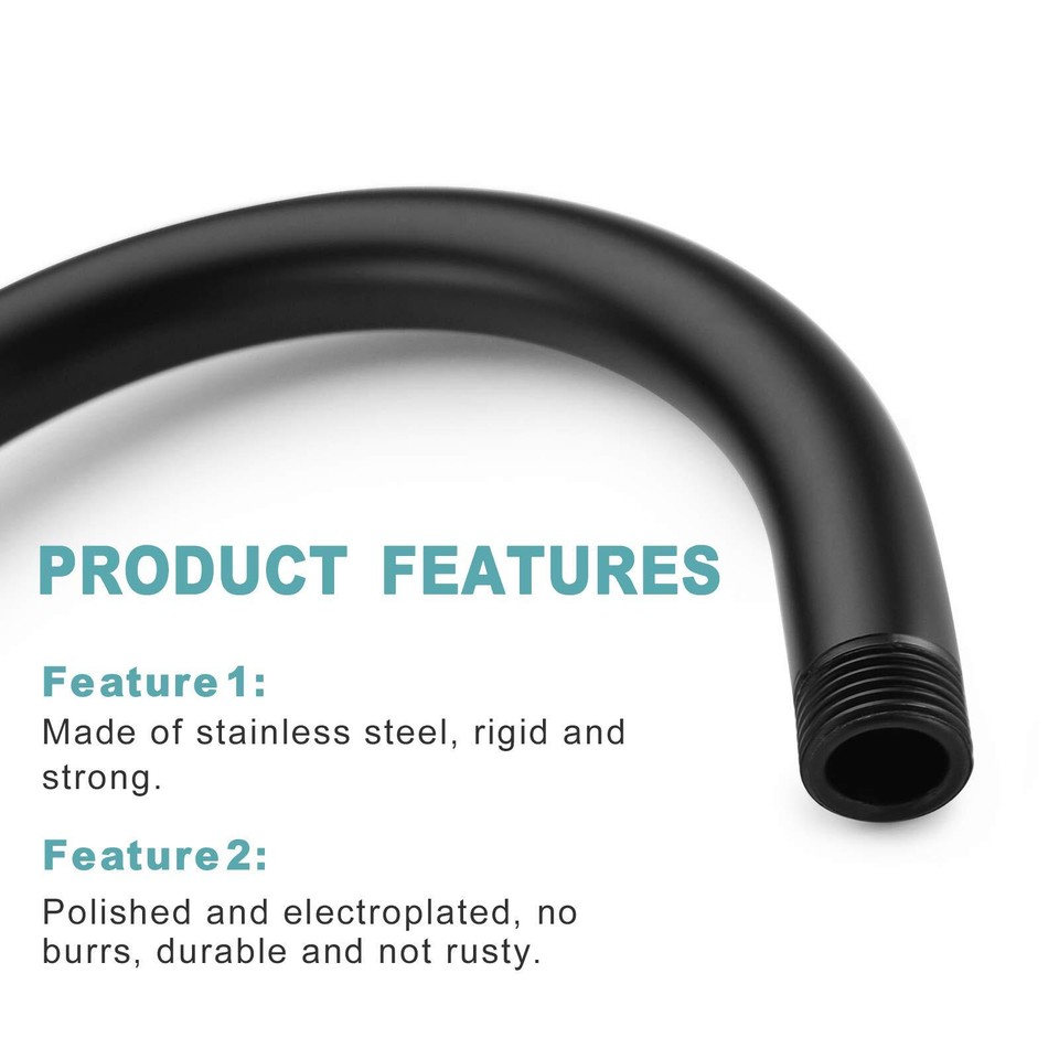 BESTILL 13 Inch S Shape Shower Head High Rise Extension Shower Arm and